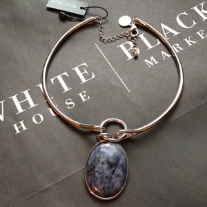 WHBM NWT Collar Necklace with Blue Stone Pendant